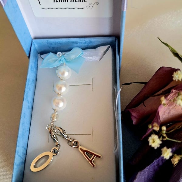 Something blue -Wedding bouquet charm- personalised