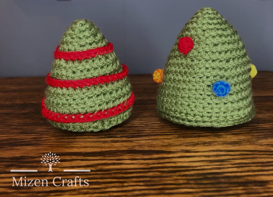 2 Crocheted Christmas Tree Decorations