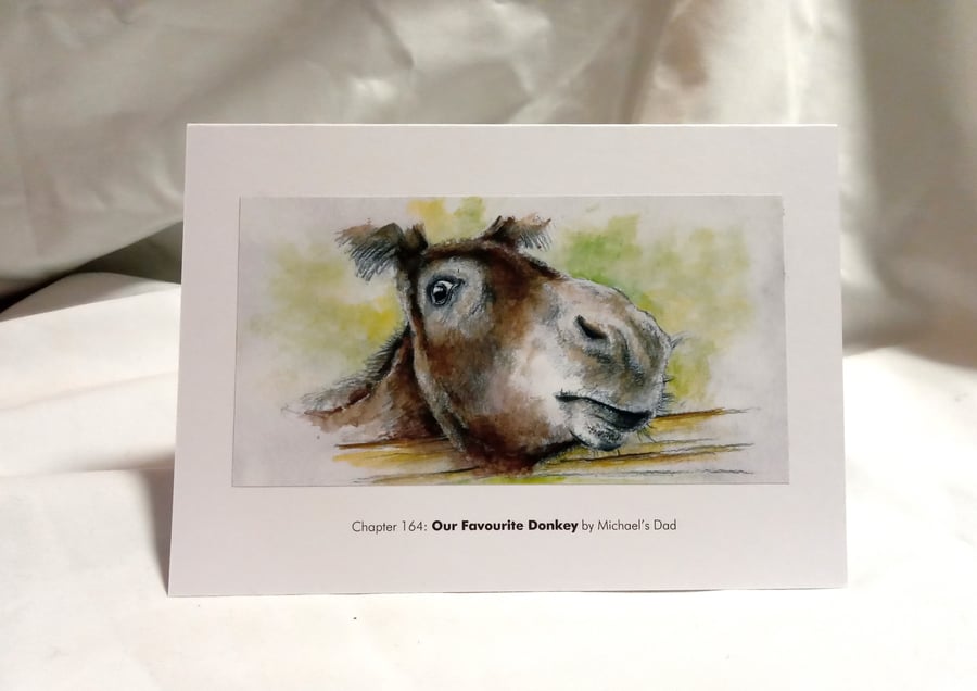 original hand painted print of a Sussex Donkey printed Greeting Card for charity
