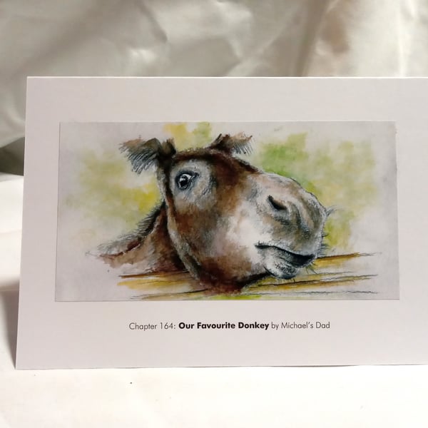 original hand painted print of a Sussex Donkey printed Greeting Card for charity
