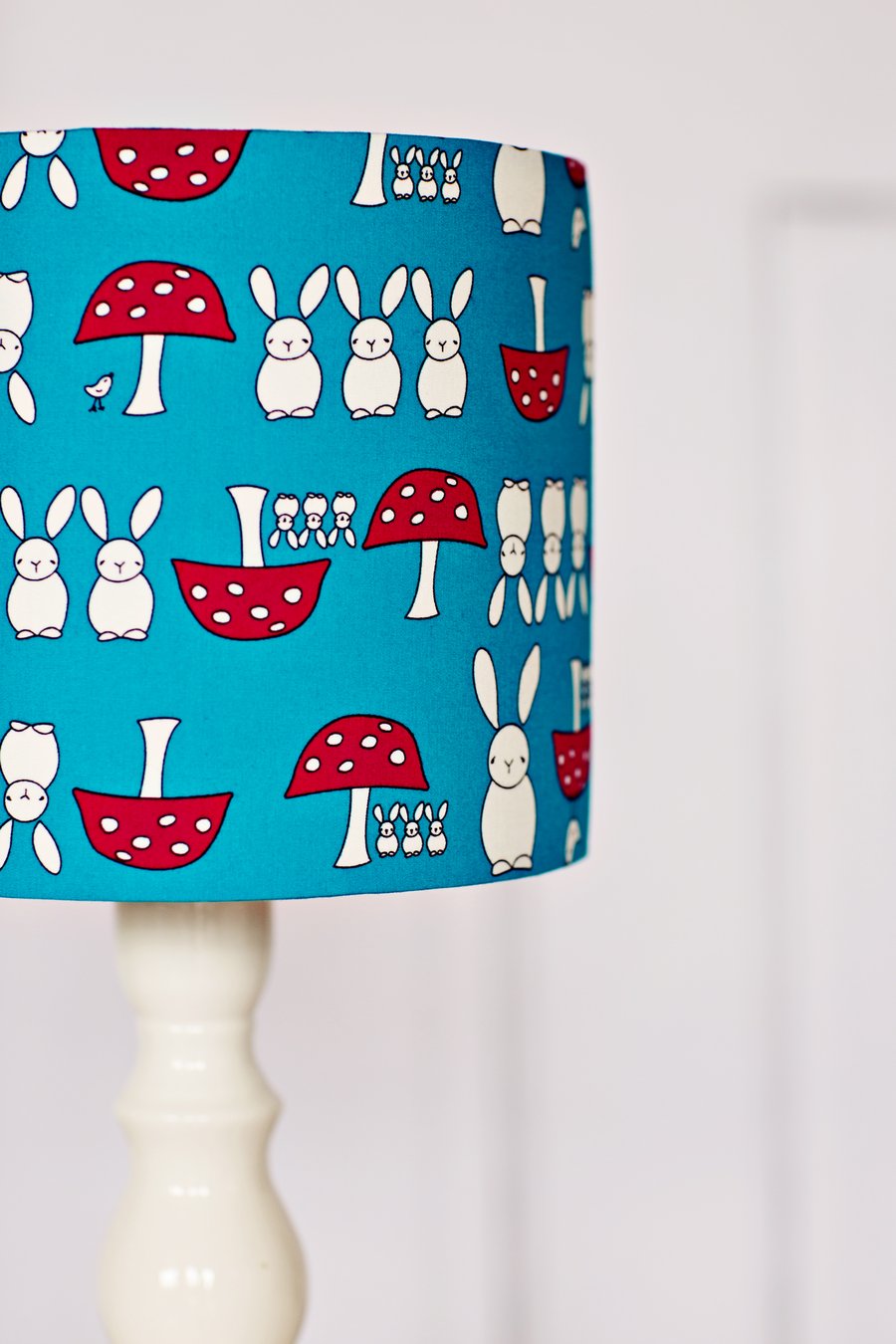 Children’s lampshade, blue lampshade, red lampshade, rabbit nursery, blue lamp