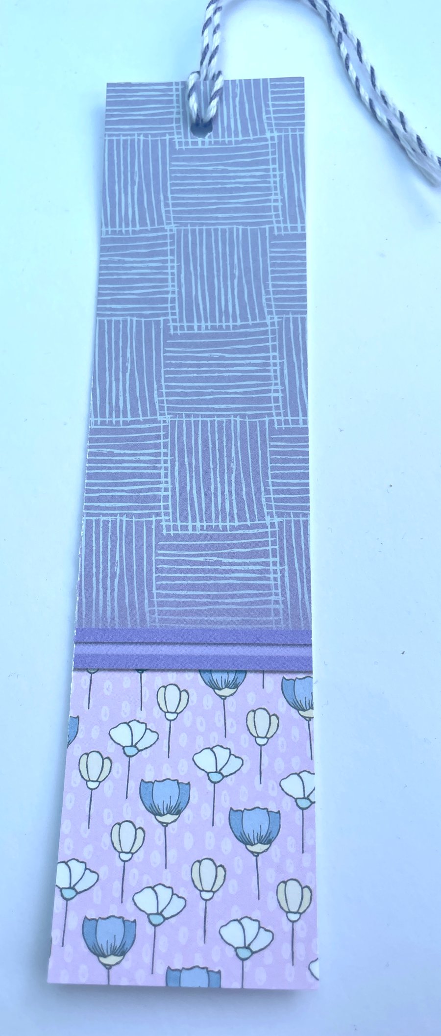 Pretty flowers and basket weave bookmark