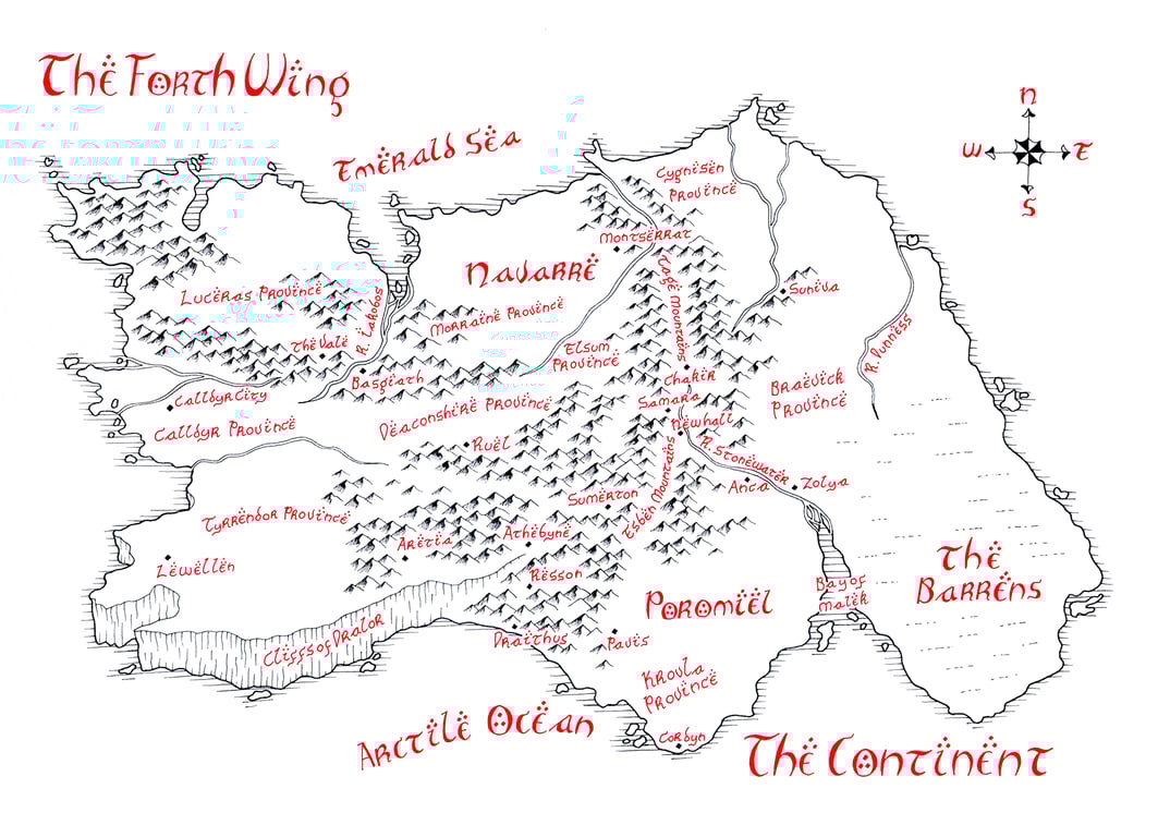 Forth Wing Map Hand Drawn Tolkien Style Map Artwork