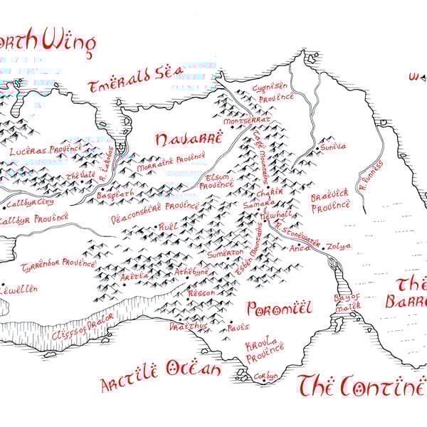 Forth Wing Map Hand Drawn Tolkien Style Map Artwork