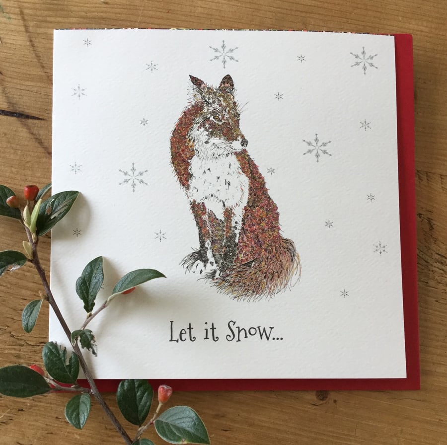 ‘Let it snow’ Fox Christmas card 