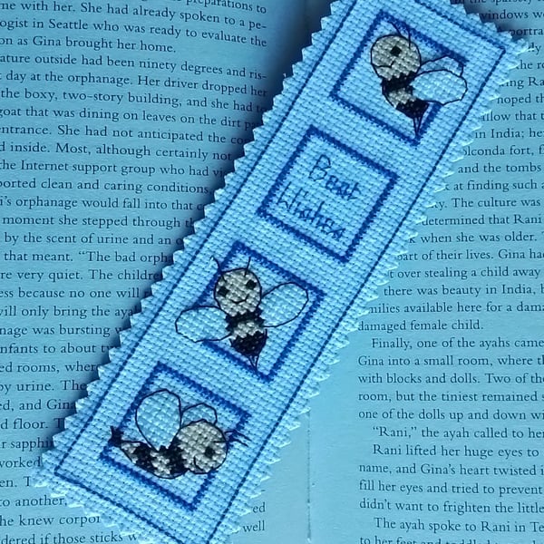 Best Wishes Bookmark, Bees Bookmark, Cross Stitch Bookmark