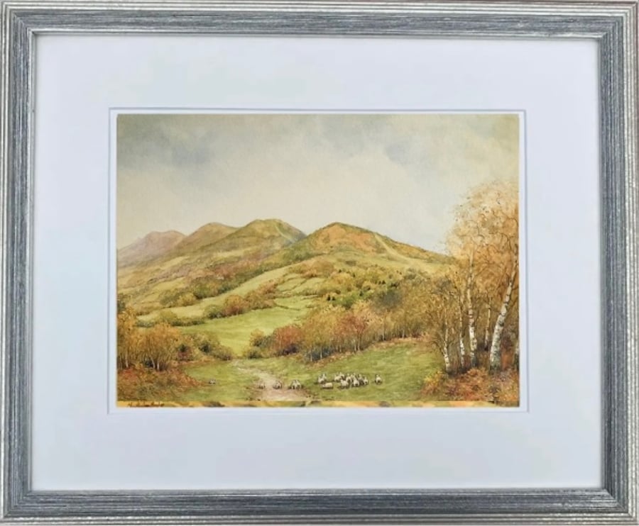 Malverns in Autumn . Original watercolour painting by Christopher Hughes 