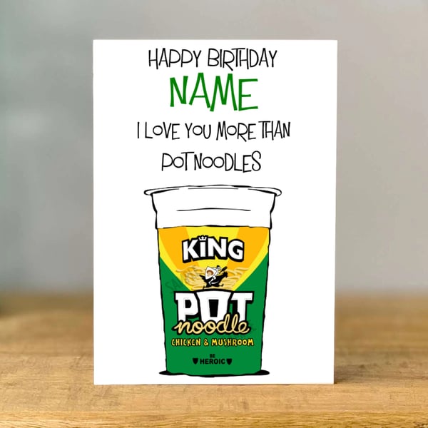 Personalised Noodles Birthday Card, mum, dad, grandad, gran, son, daughter, 