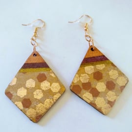 Geometric wood earrings