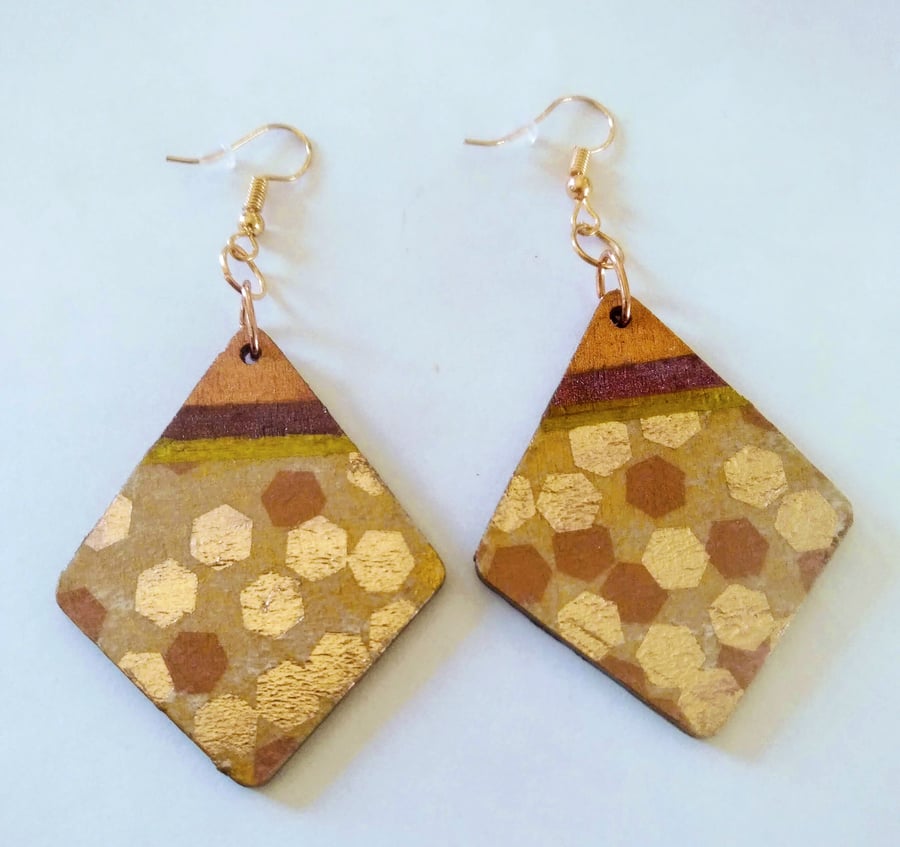 Geometric wood earrings