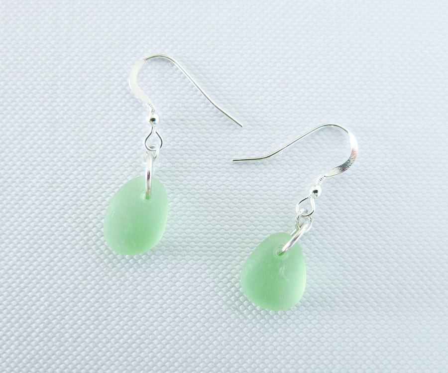 Sea Glass Earrings. Pastel Green.