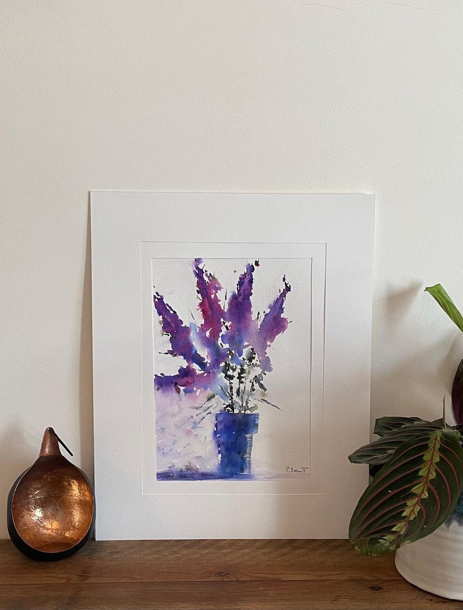 Loose Lilacs original watercolour painting