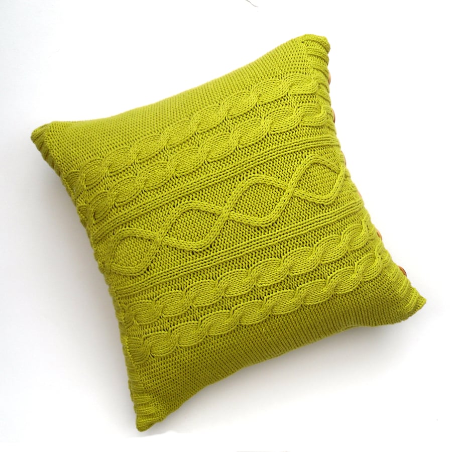 Lime Green Cable cushion cover 