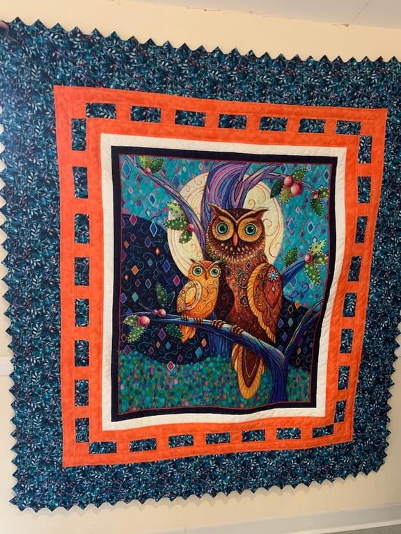What A Hoot hand quilted owl quilt