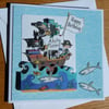 Happy Birthday Card - Pirate Ship Decoupage