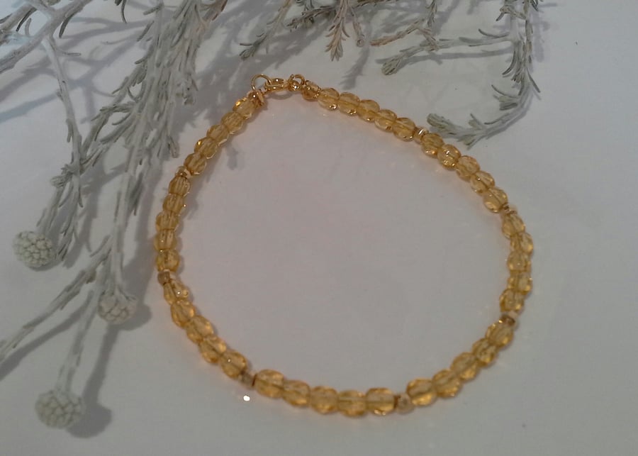  Yellow Crystal Gold Vermeil Skinny Stacker Bracelet