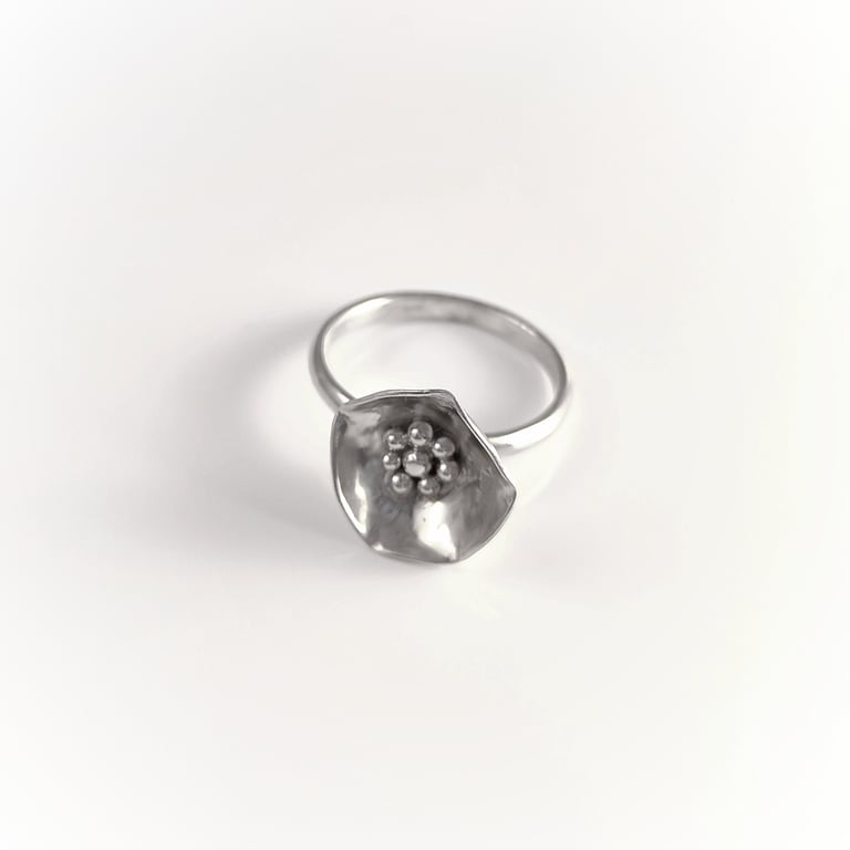 Sterling silver abstract flower ring