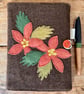 Notebook & Journal Cover with Poinsettia Design in Felt & Vintage Welsh Tweed  - Image 5