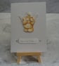Handmade Christmas Card Christmas Wishes Teddy Bear Angel Wings Linen - Image 1