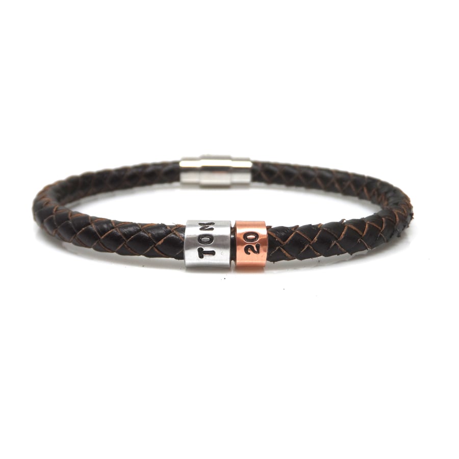 20th Birthday Personalised Leather Bracelet – Gift Boxed - Free Delivery