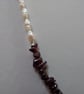 Garnet and Freshwater Pearl Necklace, Medium length, Silver clasp - Image 8