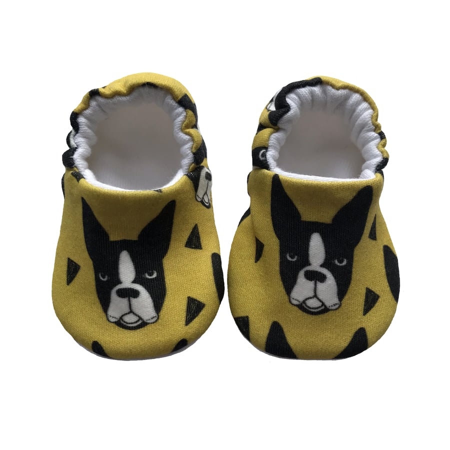 French Bulldog Shoes Organic Moccasins Kids Slippers Pram Shoes Gift Idea 0-9Y