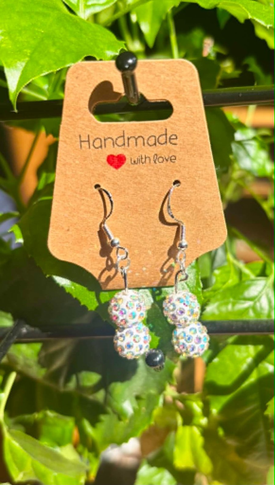 Handmade Silver-Plated Hook Earrings with Sparkly, Bobbly Bead Dangles