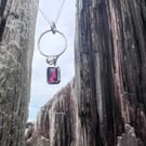 Garnet Necklace with Silver Circle 