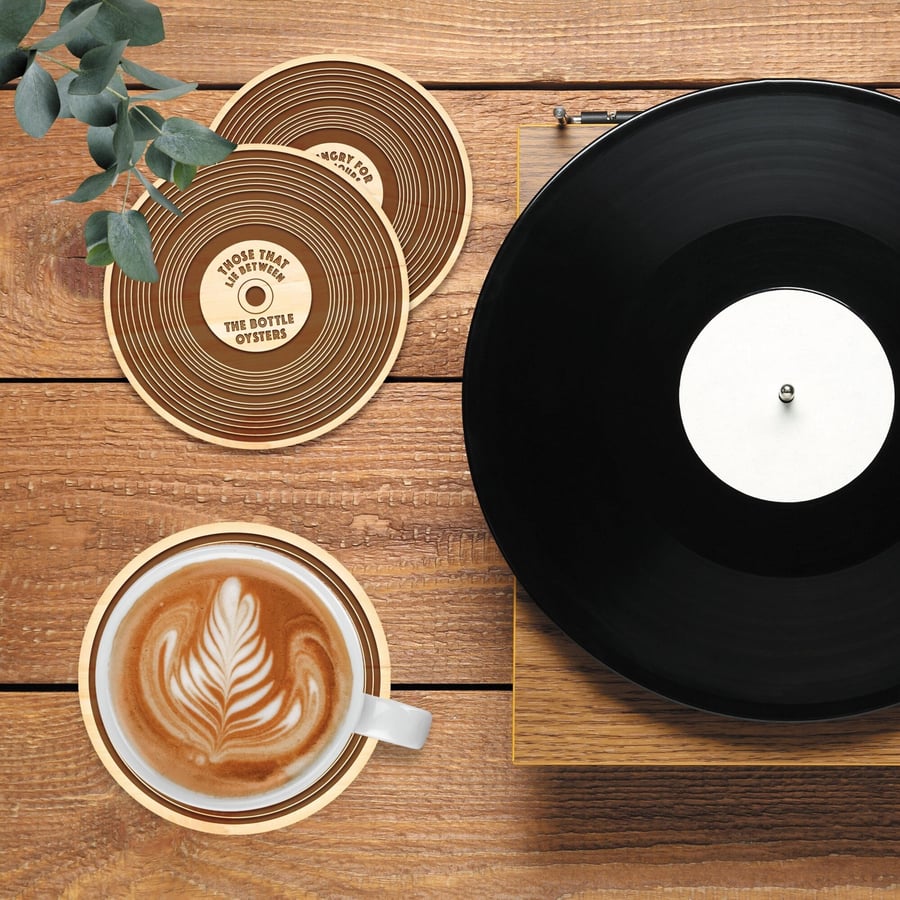 Personalised Vinyl Record Coaster - Any Album & ArtistBand Engraved Music Coaste