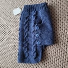 Hand knitted dog coat  in denim blue 