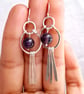 Fringe Earrings, Purple Amethyst Gemstone, Sterling Silver Hammered Jewellery - Image 2