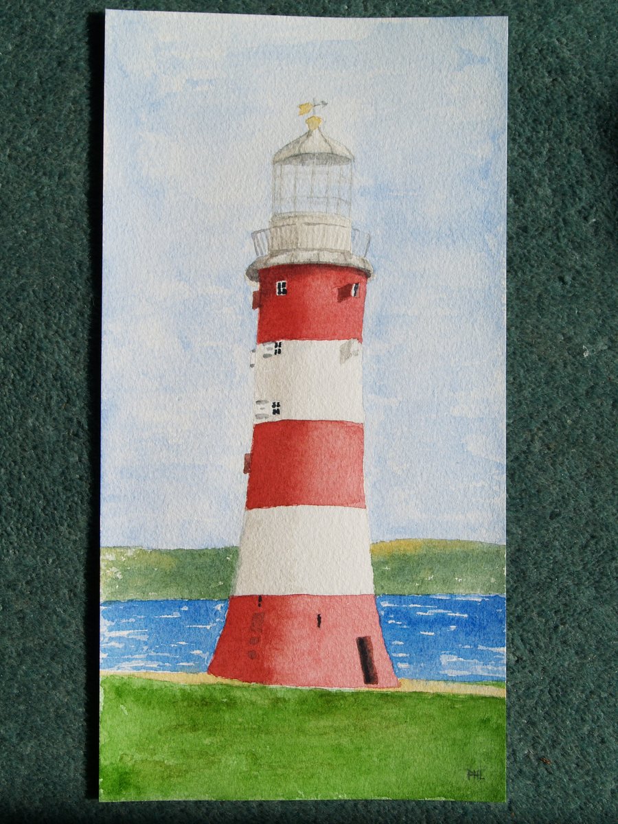 Original watercolour Plymouth Hoe lighthouse