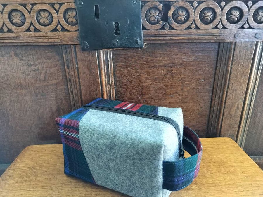 Scottish wool tartan and tweed  box bag.