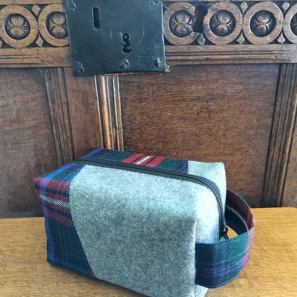 Scottish wool tartan and tweed  box bag.