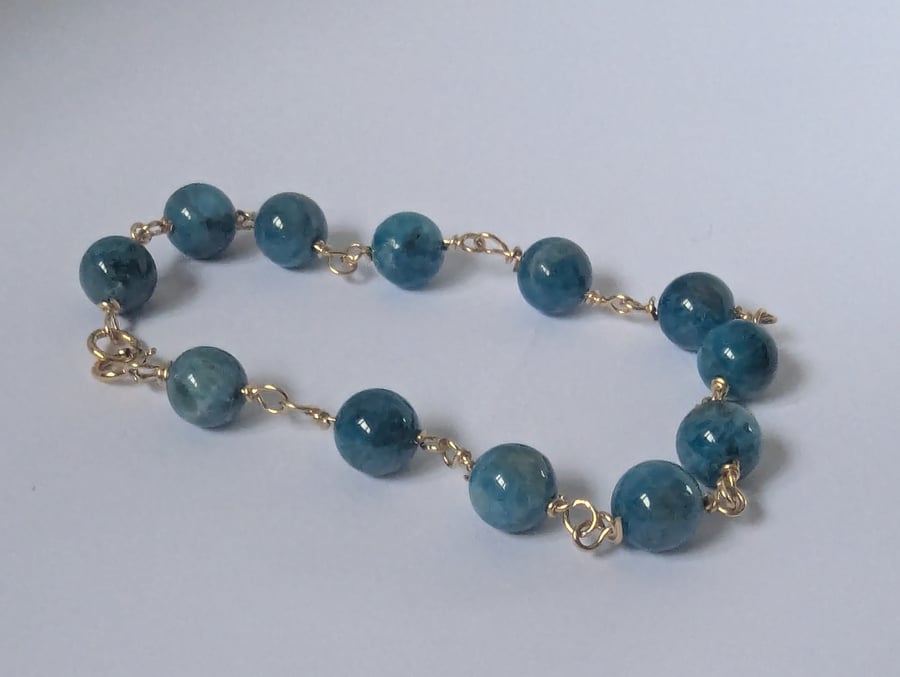 Gold filled Apatite Beaded Bracelet