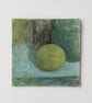 Fruit Small Original Painting - Lime Kitchen Art - Green - Blue Gouache Artwork 