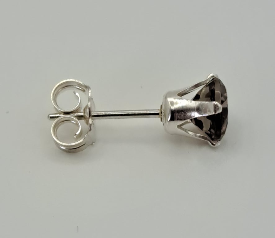 Smoky Quartz Sterling Silver 5mm Stud Earrings