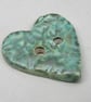Medium Verdigris Leaf Sprig Texture Heart Shaped Ceramic Button - Image 2