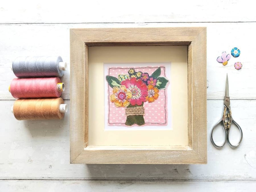 Polka Dot Posy Freemotion Applique Wall Art