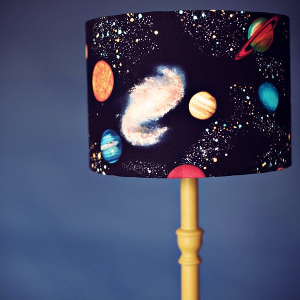 Planet lamp, stars lampshade, space lamp, black lamp, kids lamps, childrens lamp