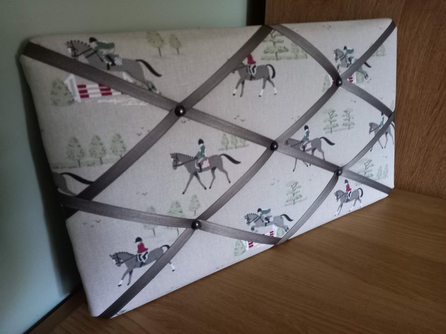 Show Jumping Horse Pony Fabric Noticeboard - Small 40 cm x 23 cm