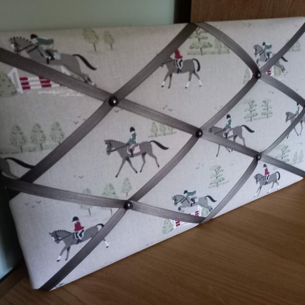 Show Jumping Horse Pony Fabric Noticeboard - Small 40 cm x 23 cm