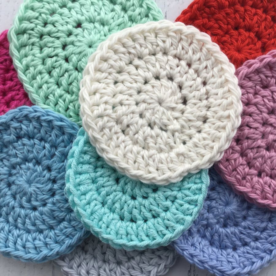 Crochet Reusable Cotton Makeup Remover Pads Facial Wipes Face Scrubbies x 10