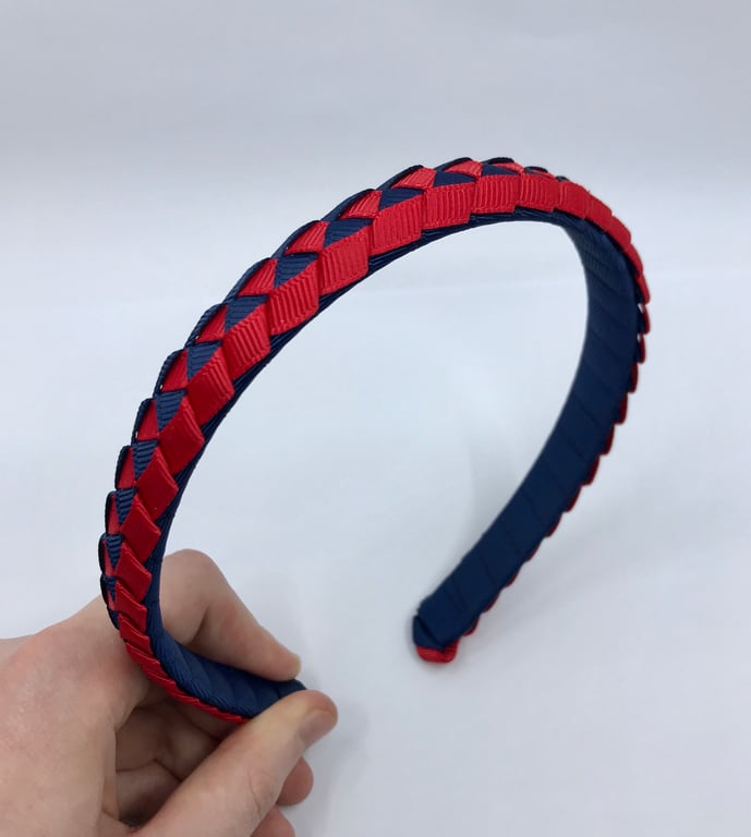 Navy and Red Pleated Hairband