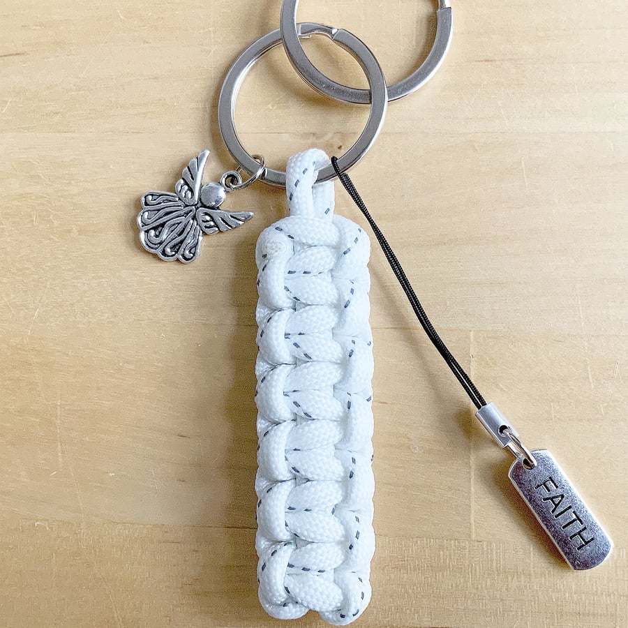 Angel Keyring. Guardian Angel Keyring. Paracord Keyring. Christmas Angel. Charms