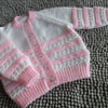 Special Order for PR 18" White & Pink Newborn Cardigan