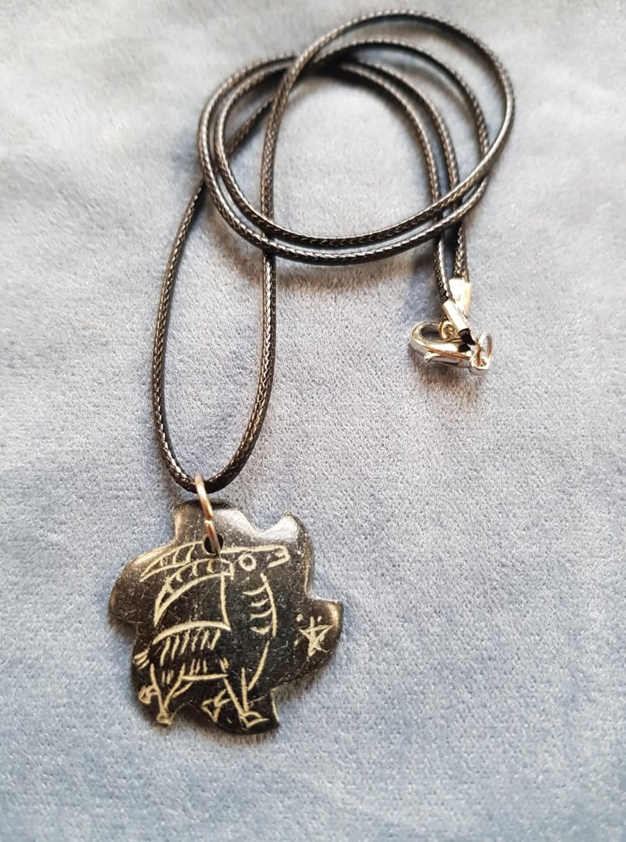 Hand Crafted Turkish Black stone Unisex Pendant
