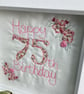 Happy 75th Birthday embroidered picture