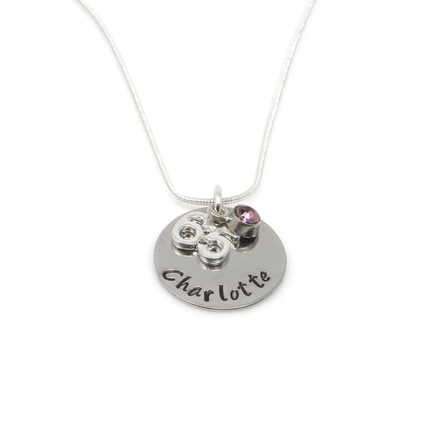 Personalised 65th Birthday Birthstone Necklace - Gift Boxed  - Free Delivery