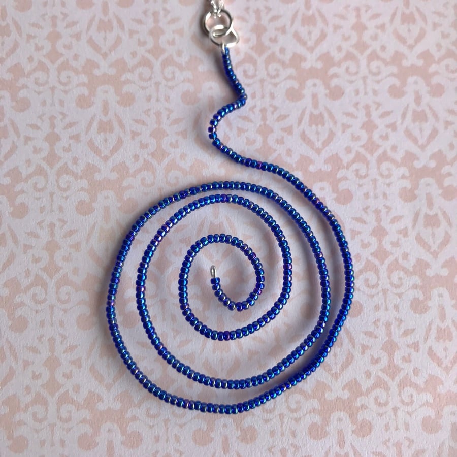 Spiral Beaded Pendant Necklace 
